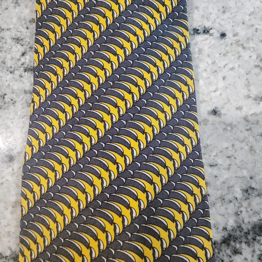 CHRISTIAN DIOR TIE BUNDLE OF 2 SILK USA MONSIEUR YELLOW BLUE PATTERNS DESIGNER